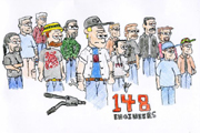 Sophomore Adam Risley sketched this picture of the Team 148 engineers